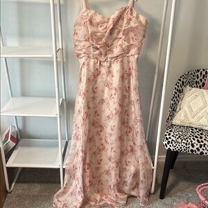 Lulu's Pink Floral Maxi Dress